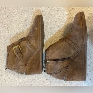 Franco Sarto Tan Suede Wedge Boots